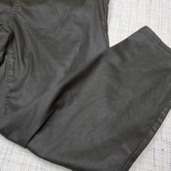 ZARA Coated Paperbag Olive Green Pants 4 - Picture 3 of 8